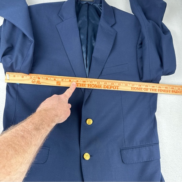 Lauren Ralph Lauren Mens Navy Blue Blazer 40R Gold Buttons Classic Wool Blend - Picture 2 of 15